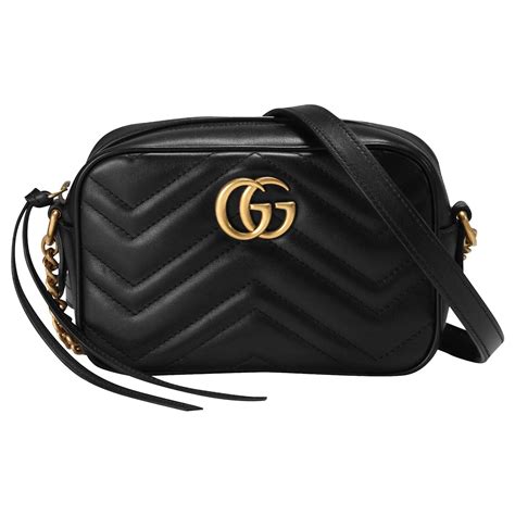 gucci black mini gg marmont chain bag